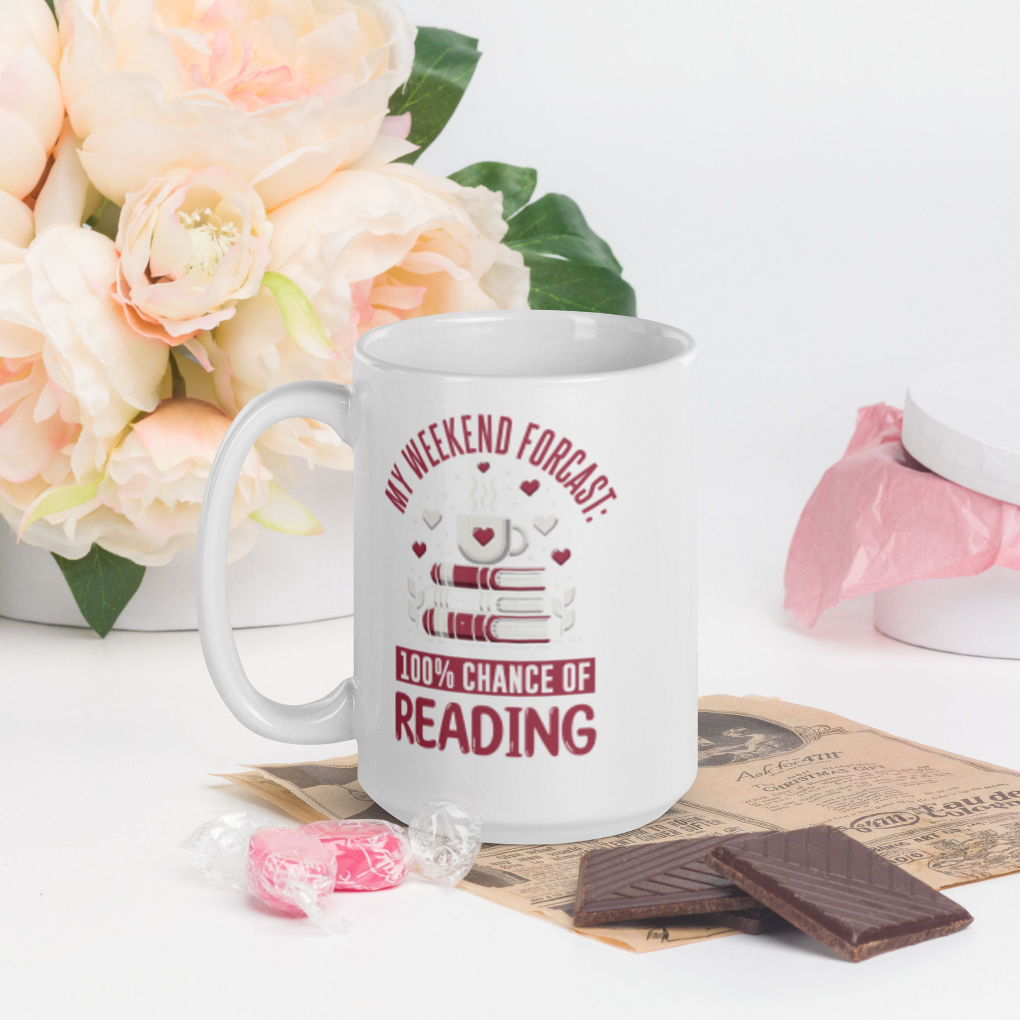 my weekend forecast 100% chance of reading mug | book lover coffee mug gift my weekend forecast 100% chance of reading mug | book lover coffee mug gift